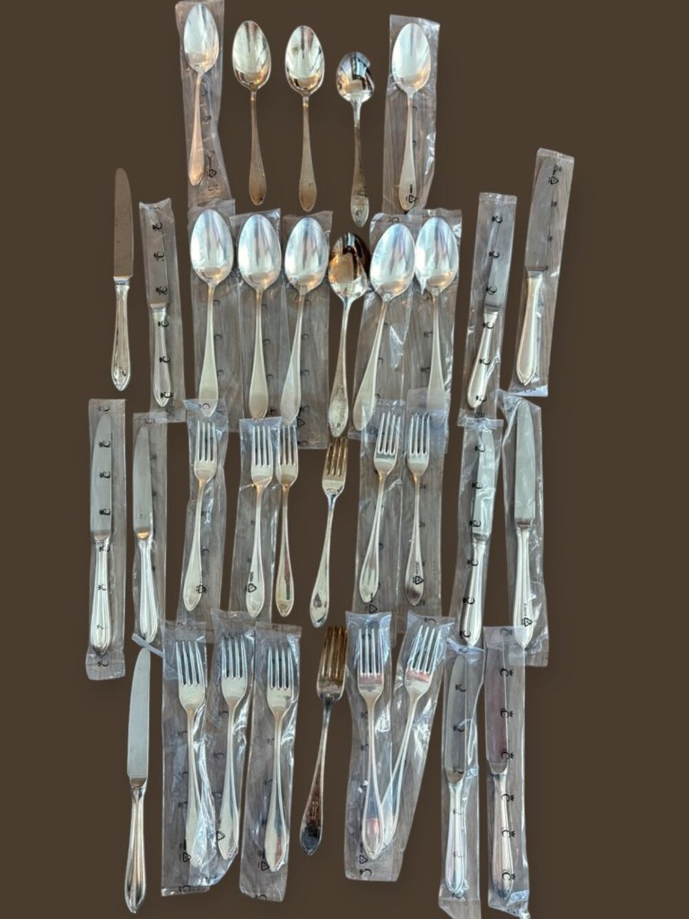 NWOT Christofle Chinon Silver Plated Flatware 34 Pc Cutlery Set France Rare 1862